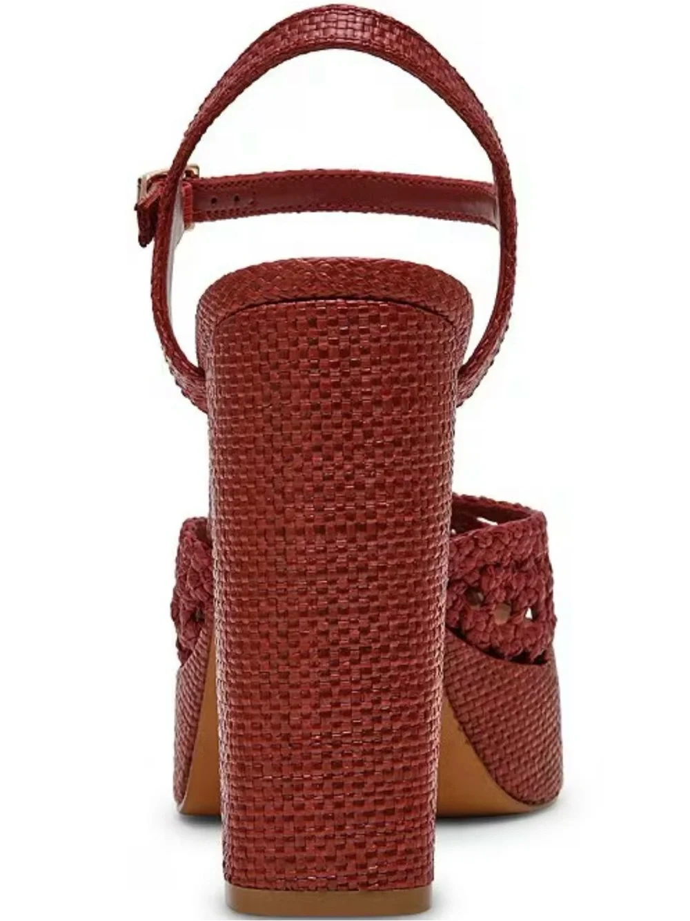 Steve Madden Lexie Raffia Woven Red Platform Block Heels